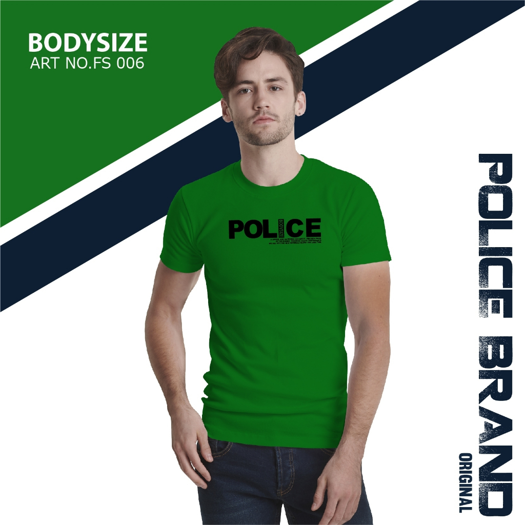 Police Brand เสื้อยืดทรงพอดีตัว Slim fit ผ้ายืดตามตัว 100% Cotton (FS006,BS004,XS003) — صورة 7