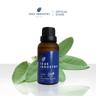 True Industry | น้ำมันหอมระเหย 100% เสจ (Pure Sage Essential Oil) สำหรับใส่เครื่องพ่นอโรม่า แถมฟรีจุกหยด