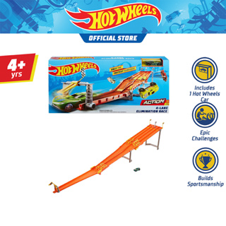 Hot Wheels 4-lane Elimination Race Track Set ฮ็อทวีล ชุดรางแข่งยกระดับ โมเดลรถ พาหนะจำลอง ของเล่นสะสม รถของเล่น (GDY60 CH)