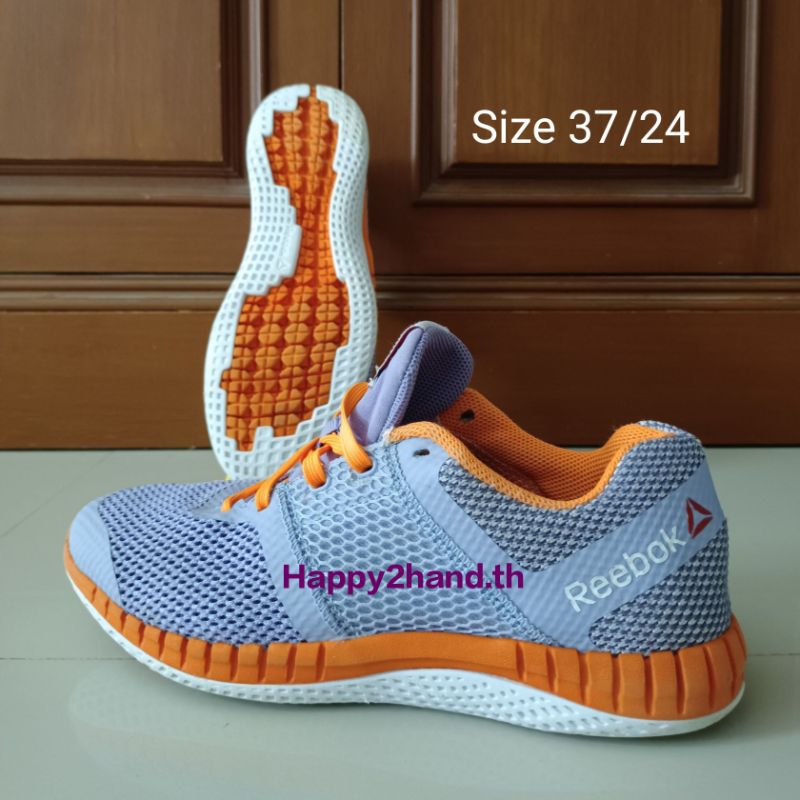 รองเท้าผ้าใบ Reebox Zprint RUN รีบอค รองเท้ามือสอง ไซส์ป้าย 37/24 cm. สีม่วงพาสเทลส้ม ซอฟเดิม พื้นสวย