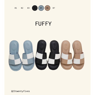 25twentyfives (ส่งฟรี!!) Fuffy รองเท้าส้นตึกลายตารางทูโทน สูง1.5นิ้ว