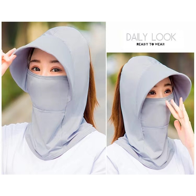 พร้อมส่ง หมวกคลุมหัวกันเเดดเเละฝุ่น สามารถปกกันรังเเสง UV กันได้ทั้งหน้าเเละคอ ระบายอากาศได้ดี
