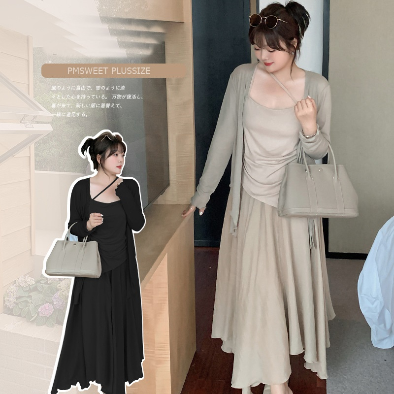 [ 🔥อกถึง 50" ] : PMP2159 : พรีออเดอร์ เสื้อผ้าไซส์ใหญ่ คนอ้วน สาวอวบ ชุดเซตสามชิ้น ชุดกระโปรง เสื้อยืด กระโปรงผ้าฝ้าย