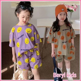 Beryl kids สไตล์เกาหลีหน้ายิ้มแขนสั้นลำลองชุดสูท