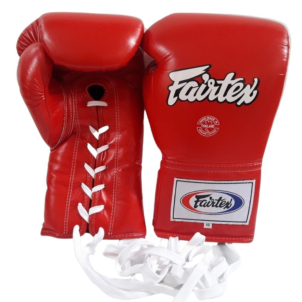Fairtex Lace up Gloves BGL6 Red Competition Gloves Pro fight MMA K1 นวมเชือกแฟร์แท็กซ์ สีเเดง ใช้สำหรับแข่งขัน