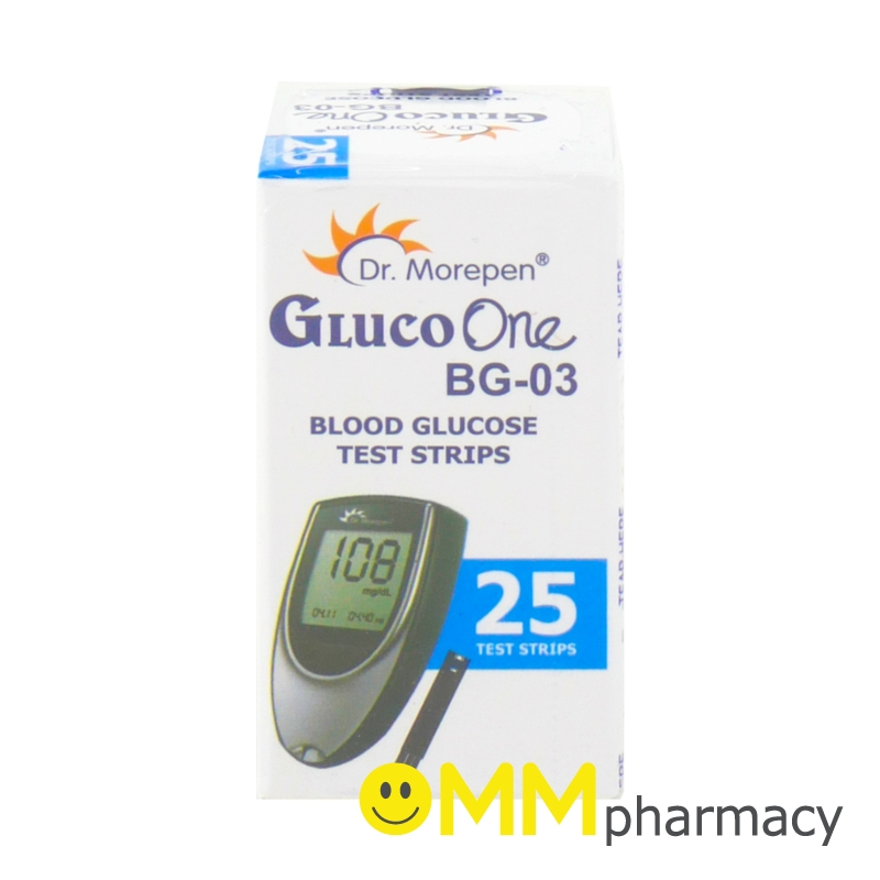 GLUCO ONE แผ่นตรวจน้ำตาล (ใช้กับเครื่องรุ่น BG-03) 25ชิ้น