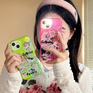 💖New 💖iPhone 14 13 12 11 Pro Max เคส for เคสไอโฟน11 สีเรืองแสง บางเบาพกพาง่าย น่ารัก ลูกสุนัข แมว เรียบง่าย เคสนิ่ม Case