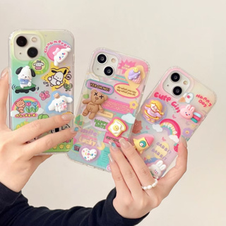 💖New 💖iPhone 14 13 12 11 Pro Max เคส for เคสไอโฟน11 น่ารัก บางเบาพกพาง่าย การ์ตูน สัตว์ โปร่งใส เรียบง่าย Case