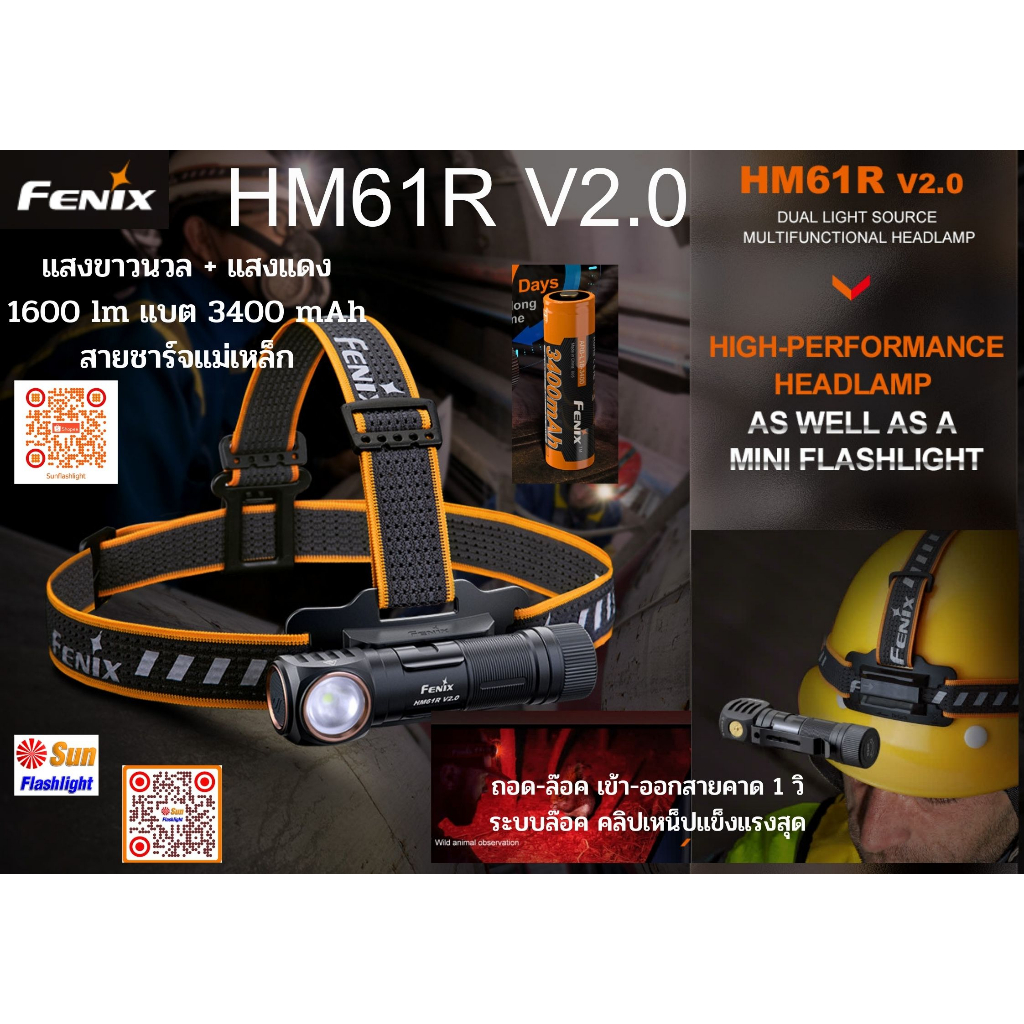 ไฟฉายคาดหัวFENIX HM61R  V2.0 New 2023 เครื่องศูนย์ประกัน 3 ปี