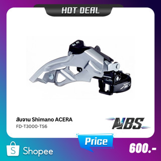 สับจาน Shimano ACERA FD-T3000-TS6 3x9 speed แบบดึงบน - แบบกล่อง