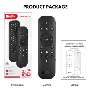 G60S Pro Air Mouse Wireless Voice รีโมทคอนโทรล2.4G 2.4G BT5.0 Dual Learning Mode with IR for Computer TV Box Projector