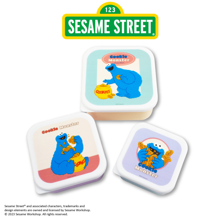 เซ็ตกล่อง 3 ใบ Sesame Street Box Set แบบ Cookie Monster มี 3 ขนาด ไว้ใส่อาหารหรือของอย่างอื่นได้