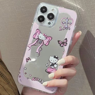 🎁ส่งของขวัญ🎁เคสไอโฟน สำหรับ 11 14 for iPhone Case 13 12 Pro Max  การ์ตูน น่ารัก แมว กระจกเงา กันกระแทก เคสนิ่ม เคสโทรศัพ