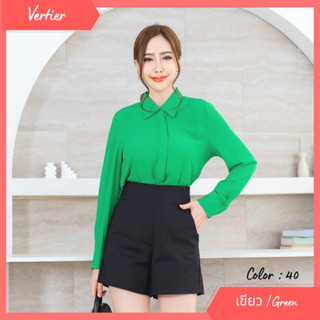 Vertier : No.81059 เสื้อแขนยาวสีพื้น | Solid Long Sleeve Blouse