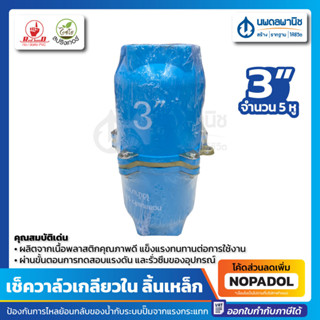 เช็ควาล์วเกลียวใน 3นิ้ว ลิ้นเหล็ก 5 หู สีฟ้า | 3^ เช็ควาล์ว เกลียวใน ป้องกันน้ำตีกลับ PVC ทางเดียว วาล์วกันน้ำย้อน