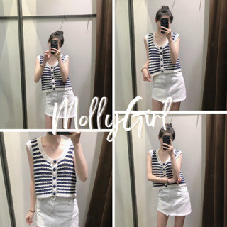 Mollygirl เสื้อกล้าม เสื้อลายทาง สีสันสดใส พร้อมส่ง 8009#