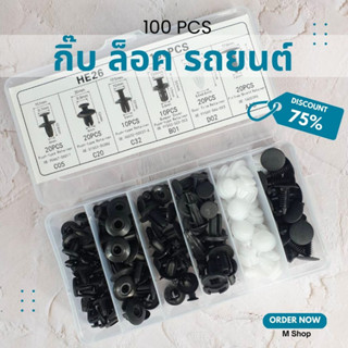 ชุดกิ๊บล็อกรถยนต์ 6 แบบ  รวมแต่แบบที่ใช้บ่อย ๆ  จำนวน 100 ตัว