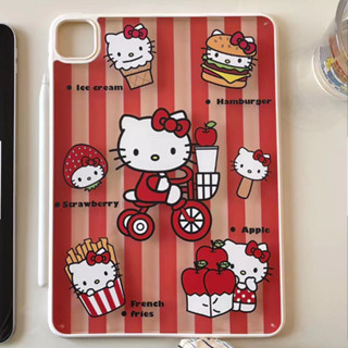 🎁ส่งของขวัญ🎁Hello Kitty การ์ตูน แผ่นหลังอะครีลิ เคส for iPad Gen10 10.9 2022 Gen9 10.2 pro 11 2021 เคสไอแพด Air4 5 Case