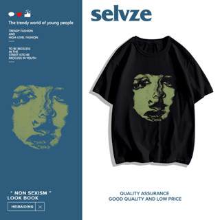 SELVZE （พร้อมส่งจากกทม มาถึงใน 3วัน）print T-shirt ผู้หญิงพิมพ์เสื้อลำลองแขนสั้นหลวม oversize A2100