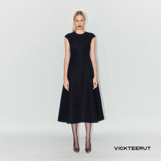 VICKTEERUT  Cap Sleeve Flare Midi Dress เดรสทรงบาน แขนเต่อ