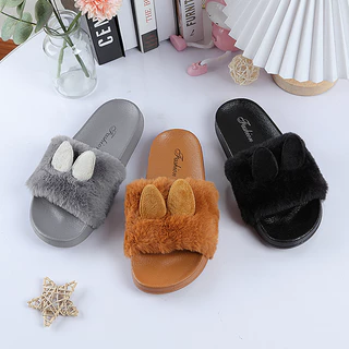 Luckkyshoes So cute ม๊ากกก 🥰 รองเท้าแตะหูกระต่ายขนมิ้ง รองเท้าแตะขนนิ่ม ฟู ใส่สบาย ใส่แล้วฟินสุดๆ🐰ดีเทลตั๊ลล๊าค ไปตำกัน
