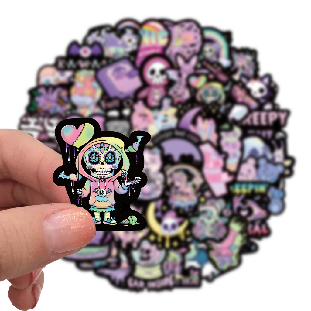 พร้อมส่ง น่ารัก punk Pink ศิลปะกอทิก มาร devil sticker สติกเกอร์ กันน้ำ ศิลปะกอทิก 50ชิ้น halloween