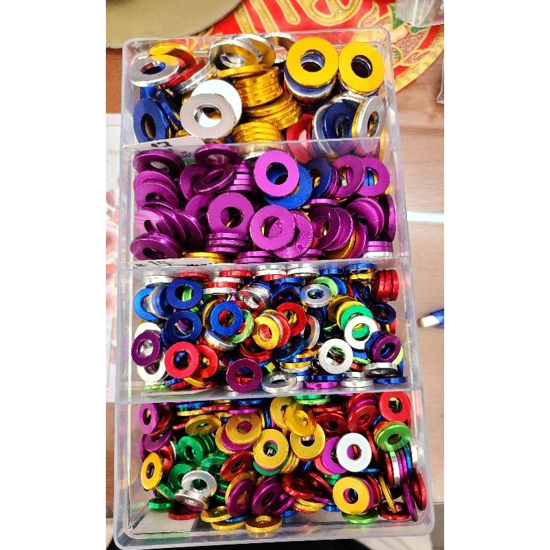 แหวนมีเนียม แหวนรองน็อต แหวนเรียบ หนา2.5มิล (1ชุด 5 ตัว) aluminium washer งานเฮงสกรู แท้1000%