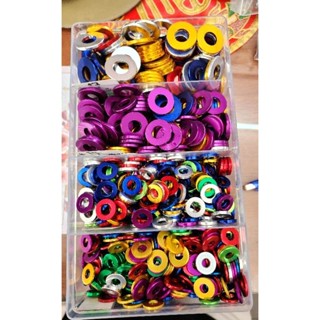 แหวนมีเนียม แหวนรองน็อต แหวนเรียบ หนา2.5มิล (1ชุด 5 ตัว) alu…