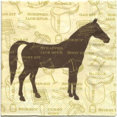 Pladao Napkin ภาพกีฬา ม้า ขี่ม้า อุปกรณ์ขี่ม้า วินเทจ Sport กระดาษ แนพกิ้น สำหรับงานศิลปะ เดคูพาจ decoupage ขนาด L 33x33