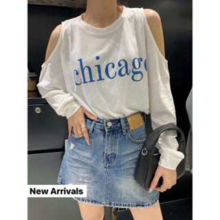 เสื้อแขนยาวเว้าไหล่ CHICAGO SLIT SHOULDERS TOPS