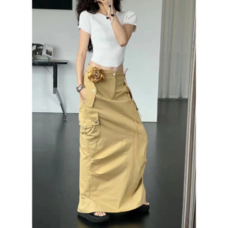 กระโปรงยาวคาร์โก้ผ้าคอตตอน FINE PLEATED CARGO SKIRTS