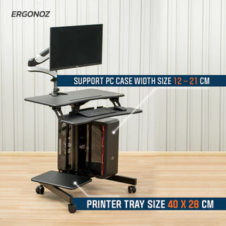 Ergonoz Computer Cart Standing Desk โต๊ะคอมพิวเตอร์ ปรับระดับความสูงได้ มีล้อเลื่อน (EGN-STA02)
