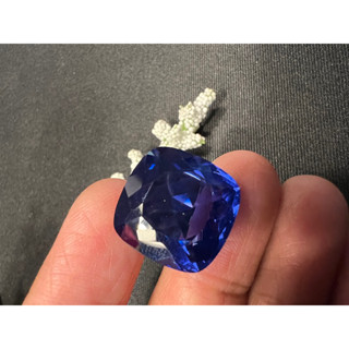 Lab Tanzanite gemstone 17x 17 cushion shape