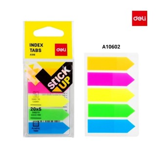 Deli เทปอินเด็กซ์ 5 สี Sticky Notes สีสะท้อนแสง A10602