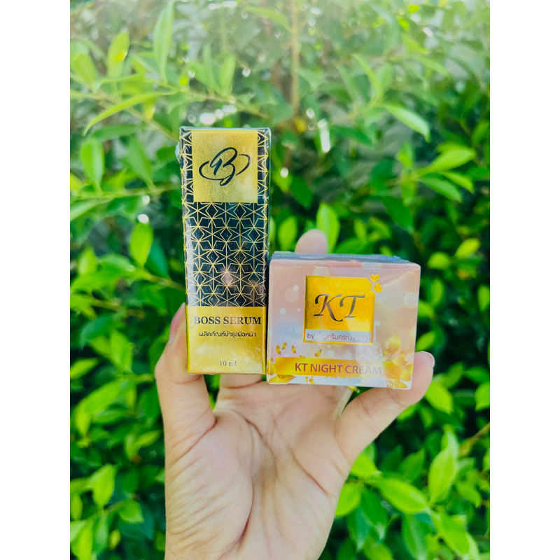 เซตคู่ เซรั่มบอส & ครีมเคที ไนท์ครีม by บ้านกระต่ายขาว (Boss Serum&KT Night Cream 10g.)