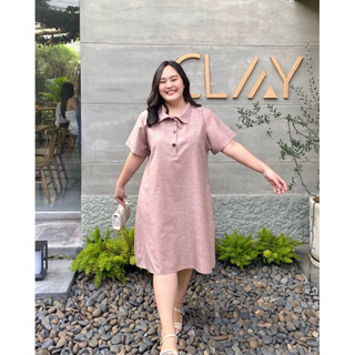 KELLY DRESS เดรสคอโปโล เดรสพรางหุ่น รุ่นขายดีตลอดกาล แฟชั่นสาวอวบ เสื้อผ้าPlussize : by Plus.bkk