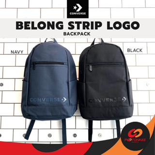 (แท้100%) CONVERSE BELONG STRIP LOGO BACKPACK *ลิขสิทธิ์แท้* กระเป๋าเป้ กระเป๋านักเรียน กระเป๋าคอนเวิร์ส (สีดำ/สีกรม)