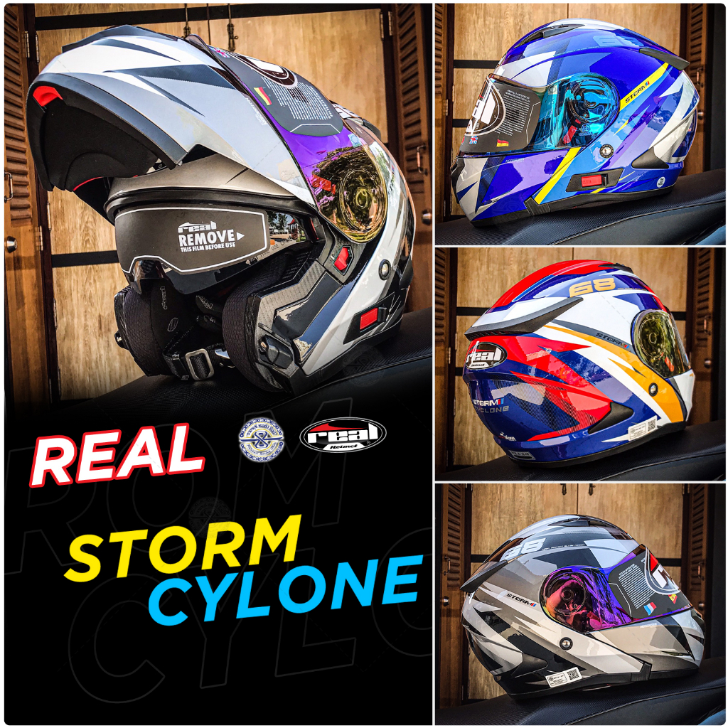 2498 บาท หมวกกันน็อค Real Storm Cyclone รุ่นใหม่ มีให้เลือกหลายสี ยกคางได้ ( หมวกกันน๊อค Touring ) Motorcycles