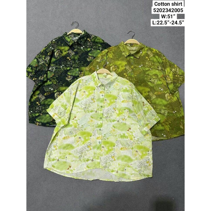 japanese styled cotton print short sleeves shirt เชิ้ตพิมพ์ลายผ้าคอตตอนขาสั้นงานญี่ปุ่น  W:51” L:22.