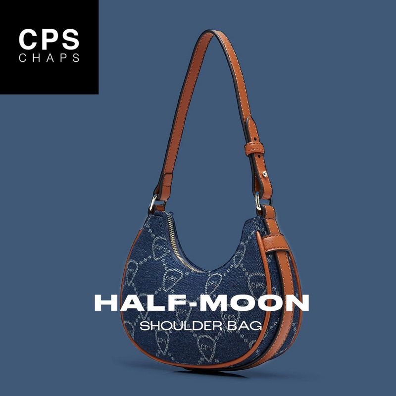 พร้อมส่ง🤎CPS CHAPS MINI HALF-MOON SHOLDER BAG IN MONOGRAM DENIM💙