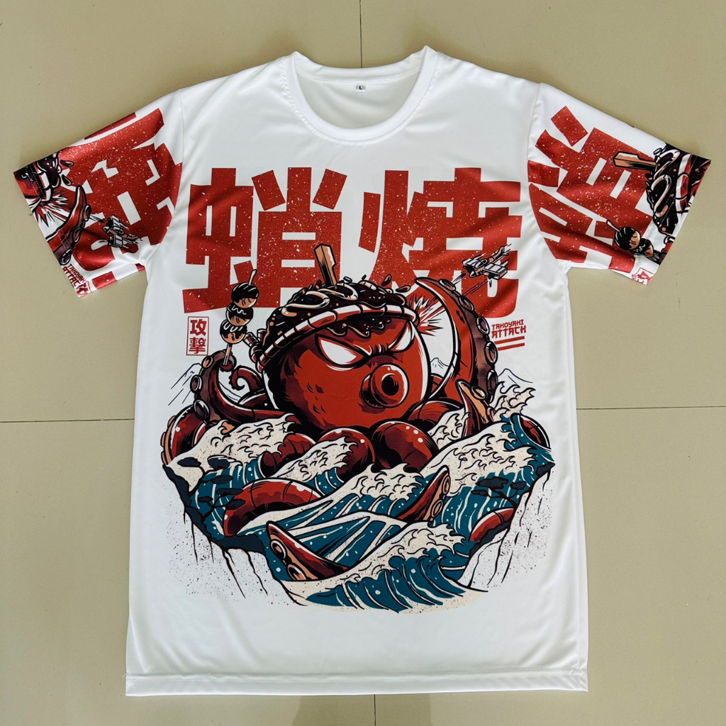เสื้อยืดลายปลาหมึกยักษ์ ทาโกยากิ ลายใหม่ล่าสุด สไตล์ญี่ปุ่น