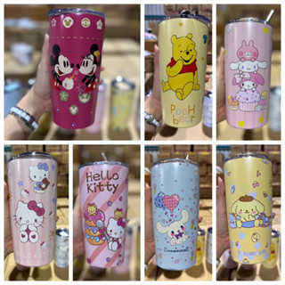 พร้อมส่งแก้วเก็บความเย็น ลายการ์ตูน Sanrio ขนาด 600 ml (พร้อมหลอด สแตนเลส)