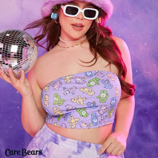 เสื้อเกาะอกสาวอวบ พลัสไซส์ ลายหมี Care Bears สีสดใสน่ารักมาก CROP PLUSSIZE แฟชั่นสาวอวบ