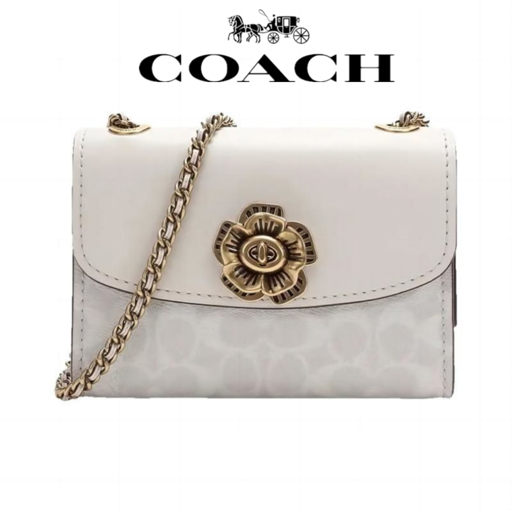 Coach camellia series กระเป๋าทรงสี่เหลี่ยมเล็ก 30592 shoulder bag Messenger bag กระเป๋าสะพายข้างผู้ห