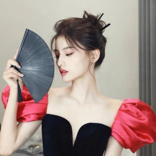 พัดเกอิชา แถมซอง พัดญี่ปุ่น พัด18ซม พัดไม้ไผ่ พัดพับ