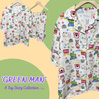 [มีโค้ดลด] Naptime ชุดนอนน่ารักลาย Toy story เสื้อ+กางเกง รุ่น "Green Man" ผ้าไหมอิตาลีนุ่มใส่สบาย