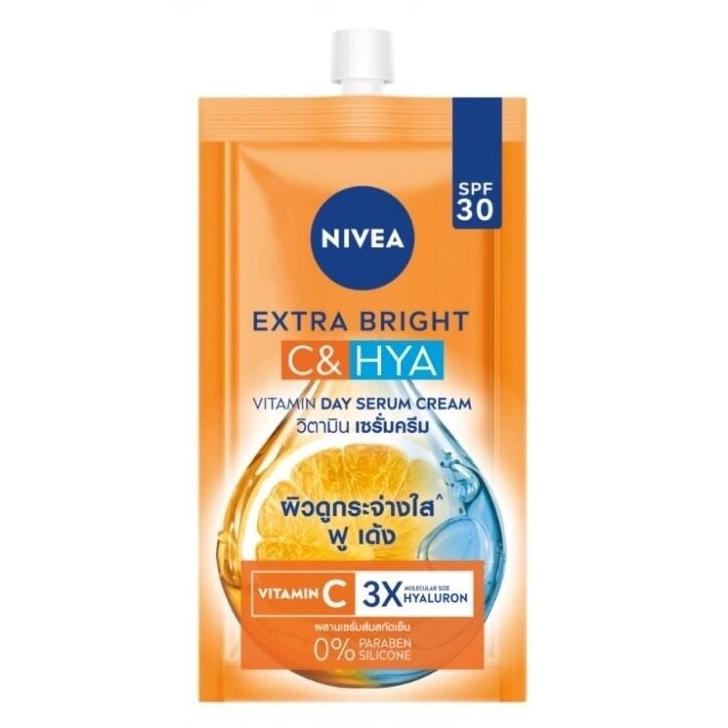 นีเวีย Nivea Extra Bright C & Hya Vitamin Day Serum Cream SPF30 7ml เอ็กซ์ตร้า ไบรท์ ซี แอนด์ ไฮยา ว