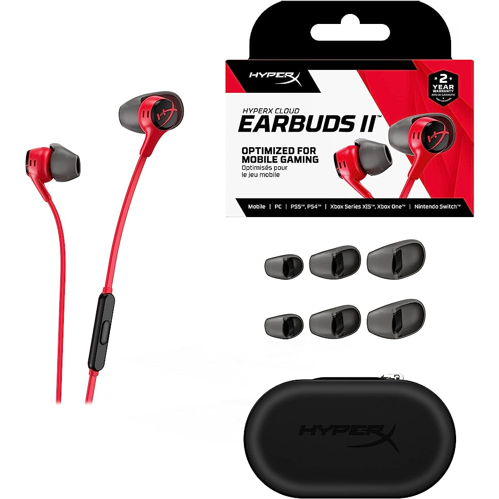 HEADSET IN-EAR HYPERX CLOUD EARBUDS IIหูฟังเกมมิ่งอินเอียร์ Hyper X earbud แจ็ค 3.5มม. สายยาว 1.2เมตร