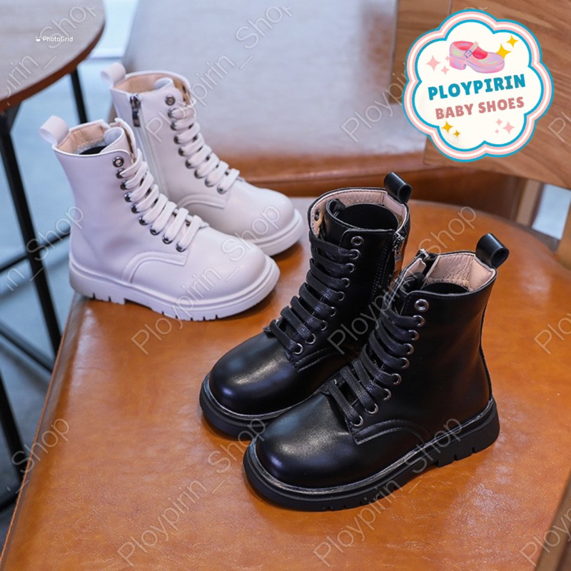 พร้อมส่งจากไทย✨รองเท้าบูทหนังสำหรับเด็ก ใส่กีฬาสี เบอร์26-36 ✨มีซิปข้างใส่ง่าย #บูทมาติน