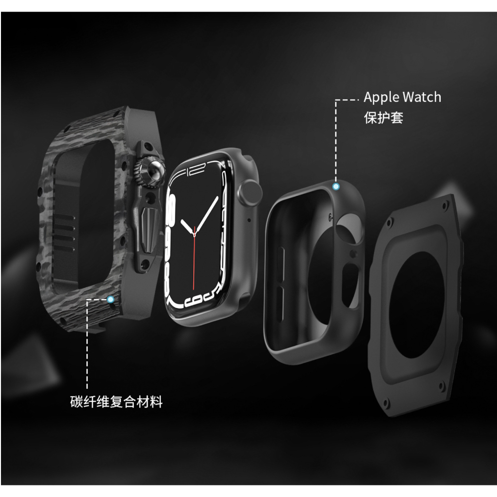 เคสคาร์บอนไฟเบอร์สำหรับ Applewatch Carbon Fiber Case For New AppleWatch 45mm Series 8 7 Ultra 49mm